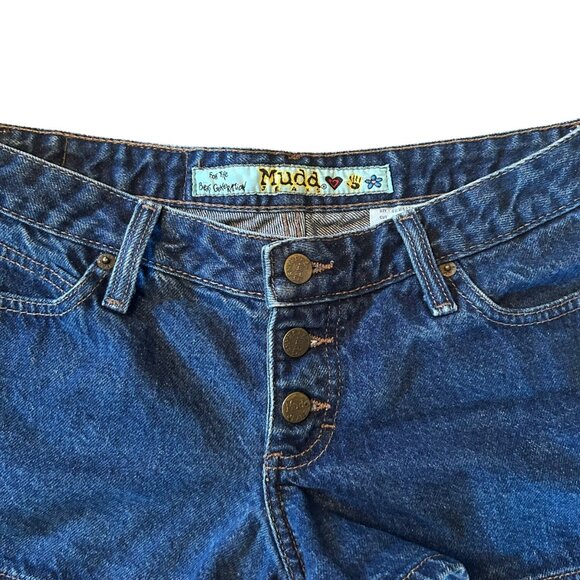 Vintage MUDD Medium Wash Y2K Button Fly Low Rise Denim Juniors Shorts 11 - Picture 2 of 10